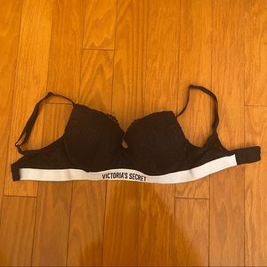 Victoria’s Secret Black Lace Logo Push-up Bra - Size 32C